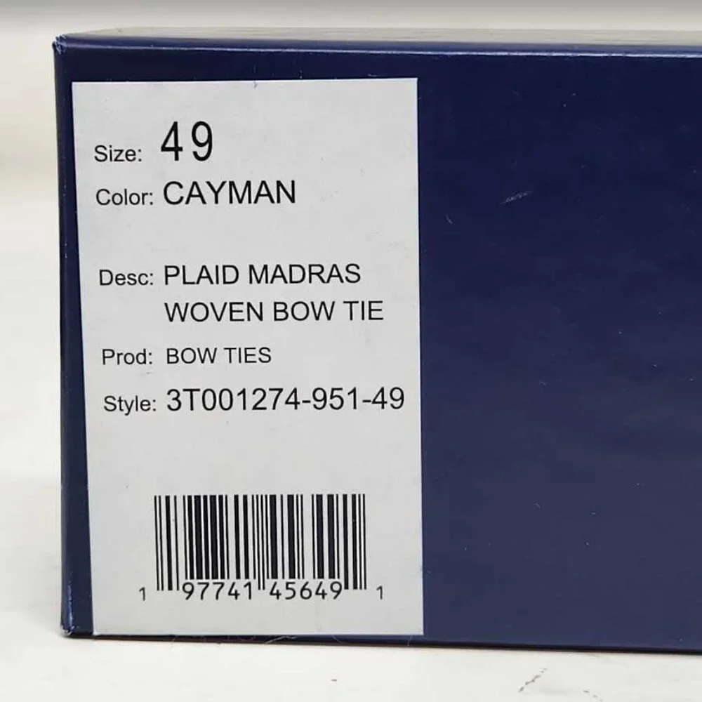 New boys Vineyard Vines plaid Madras woven bow tie 3